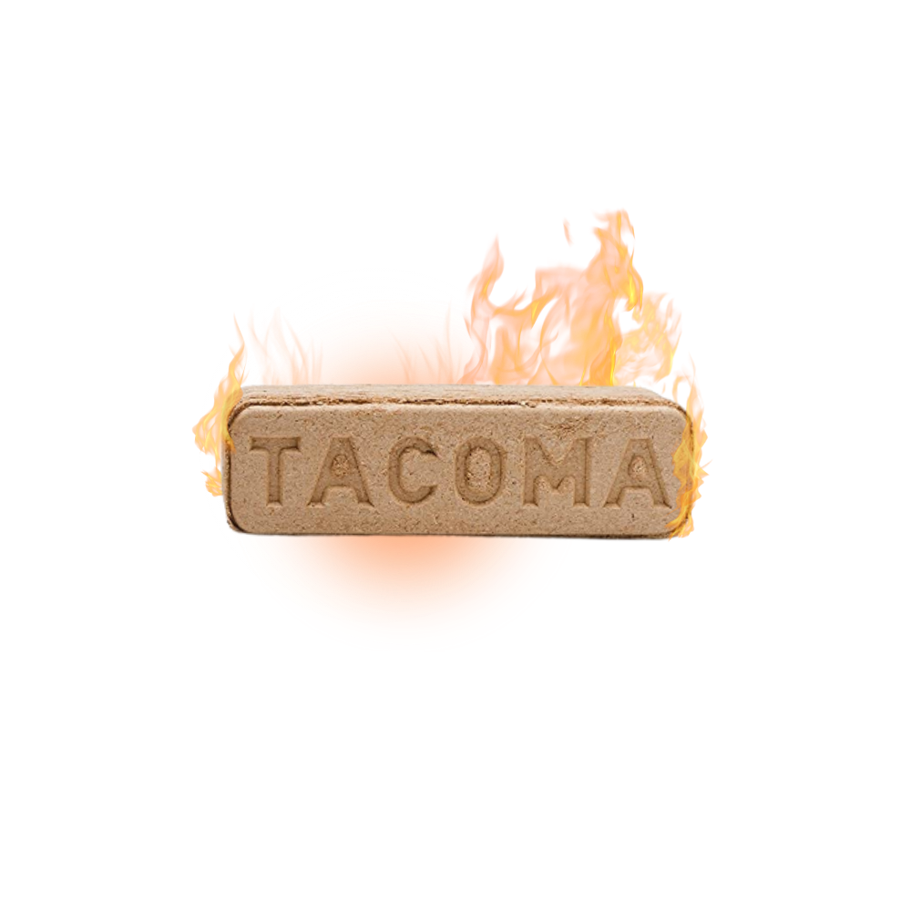 This is a tacoma firelog on fire